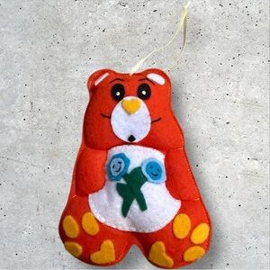 Vintage Handmade Felt Care Bear Christmas Ornament